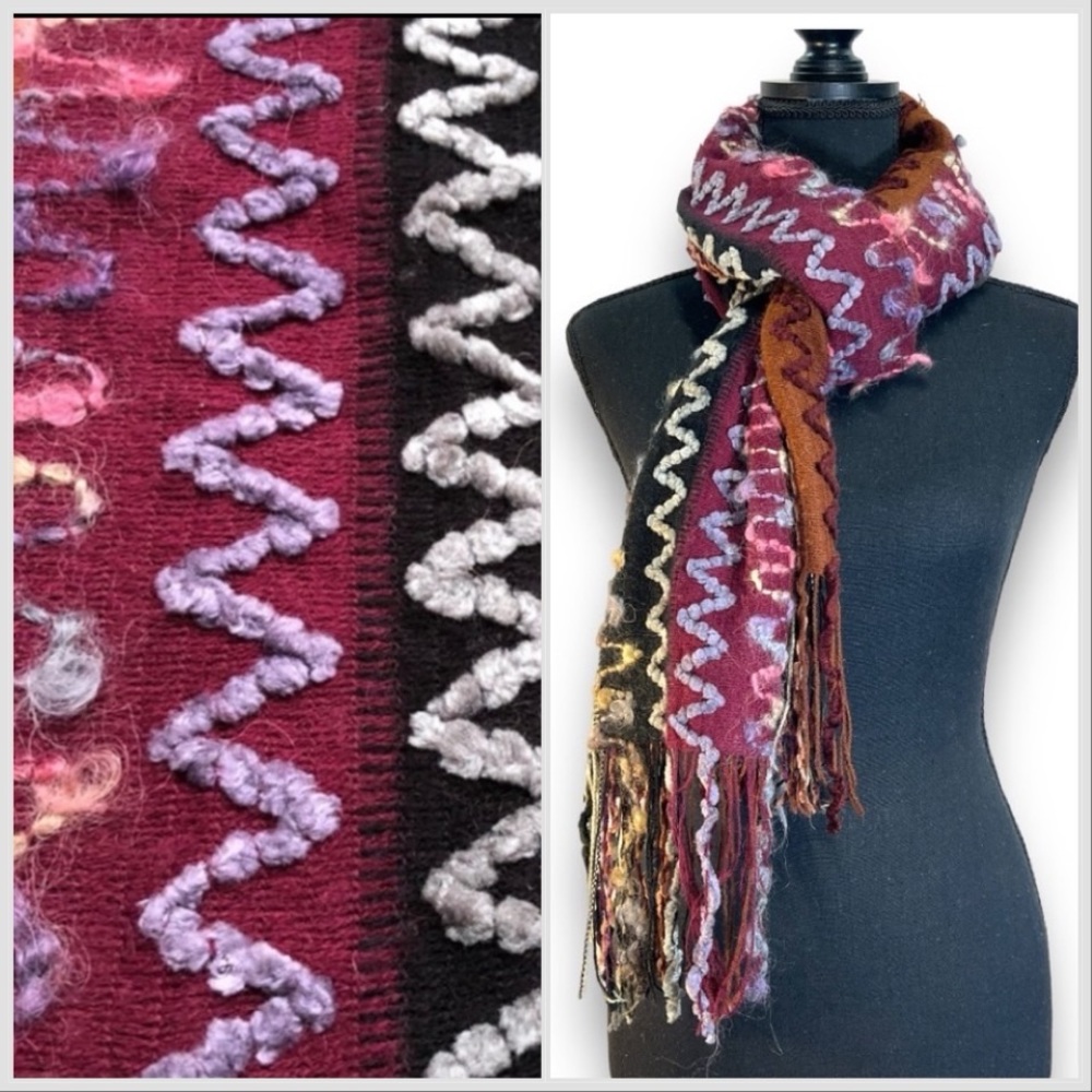 Multi Color Sequin Boho Scarf Or Wrap In Berry Ru… - image 2